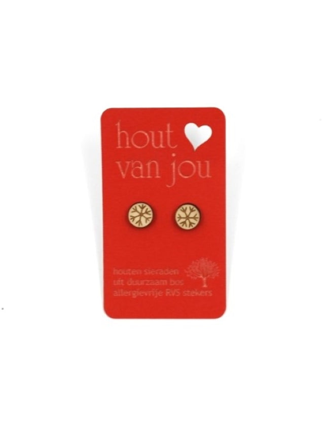Boucles d'oreilles en bois - Flocons de neige