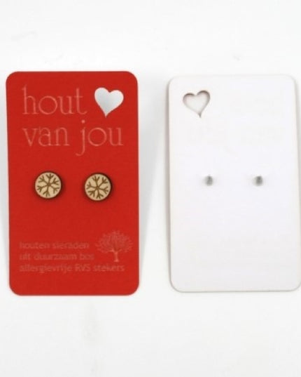 Houten oorbellen - Sneeuwvlokjes