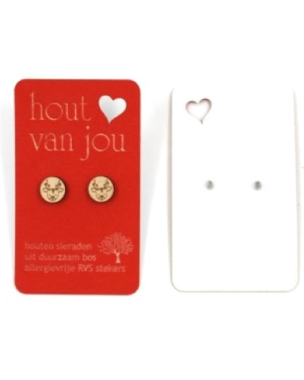 Houten oorbellen - Hertjes
