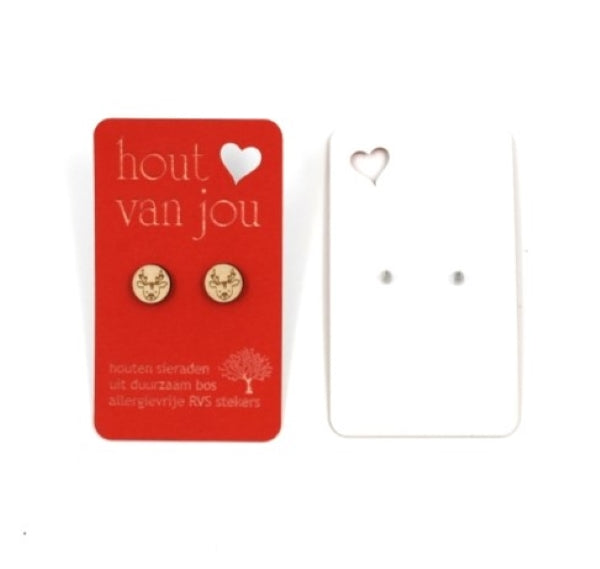 Houten oorbellen - Hertjes