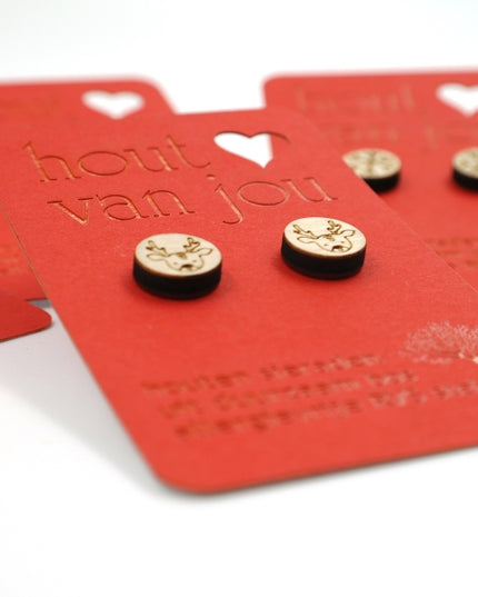 Houten oorbellen - Hertjes