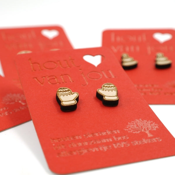 Houten oorbellen - Handschoenen