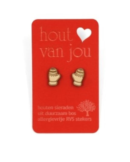 Houten oorbellen - Handschoenen