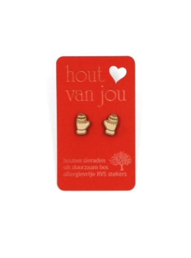 Boucles d'oreilles en bois - Gants