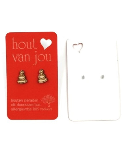 Houten oorbellen - Kerstbomen