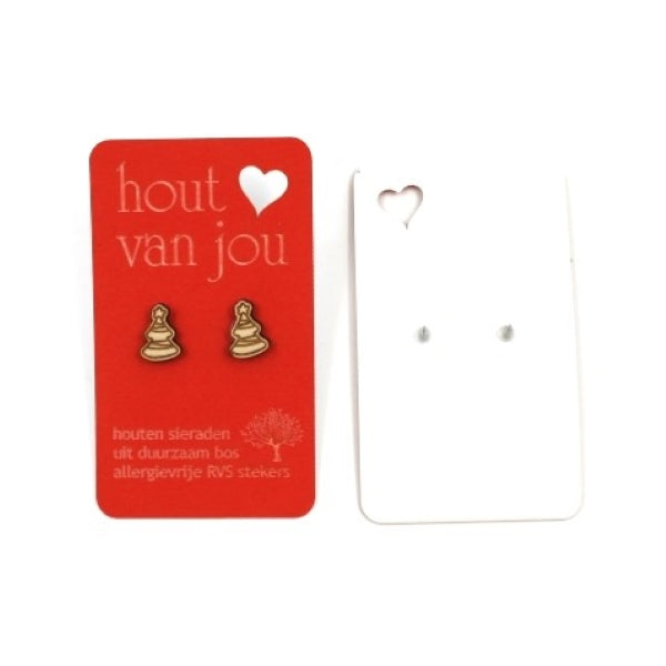 Houten oorbellen - Kerstbomen