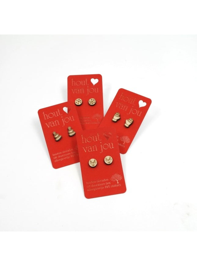 Boucles d'oreilles en bois - Mélange de 12 - Noël