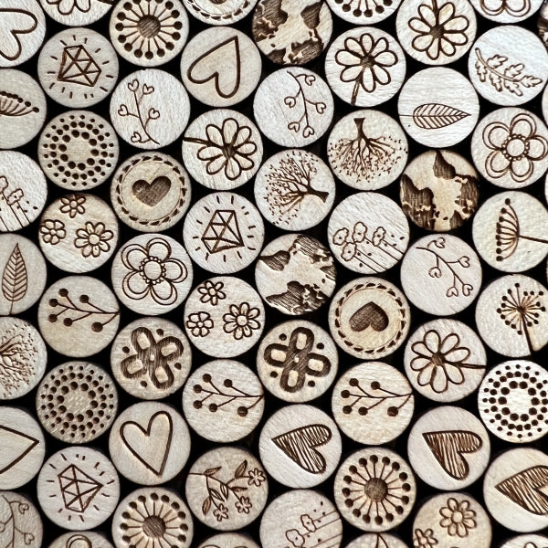 Houten oorbellen - 3 bloemen