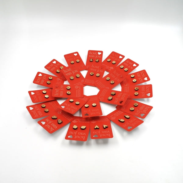 Houten oorbellen - Bloem 1