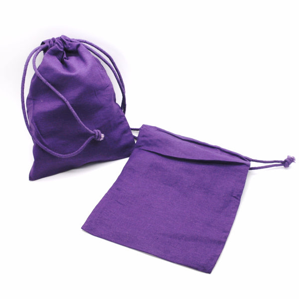 katoenen zak, gekleurd - ca. 14x19 cm - paars