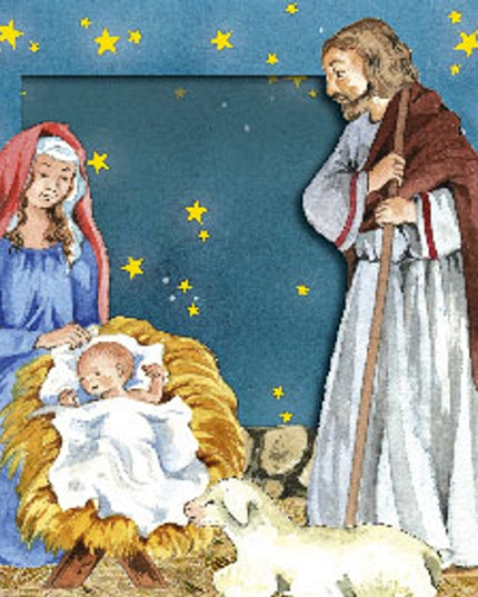 Kerstkaart 3D box Jezus geboren