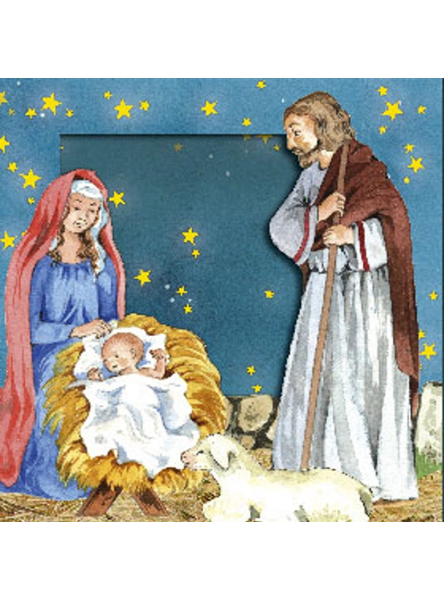 Kerstkaart 3D box Jezus geboren