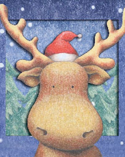 Kerstkaart 3D box rendier