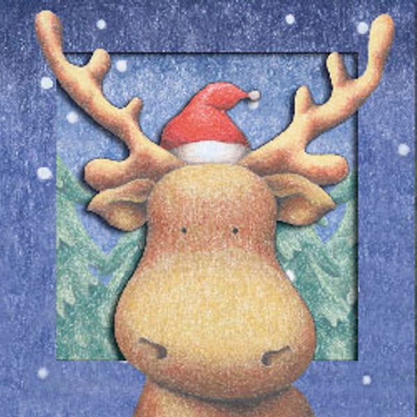 Kerstkaart 3D box rendier