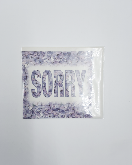 Vierkante wenskaart hortensia, "Sorry"
