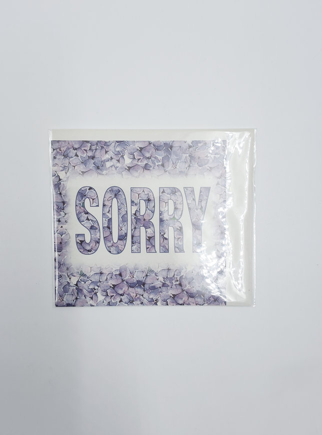 Vierkante wenskaart hortensia, "Sorry"