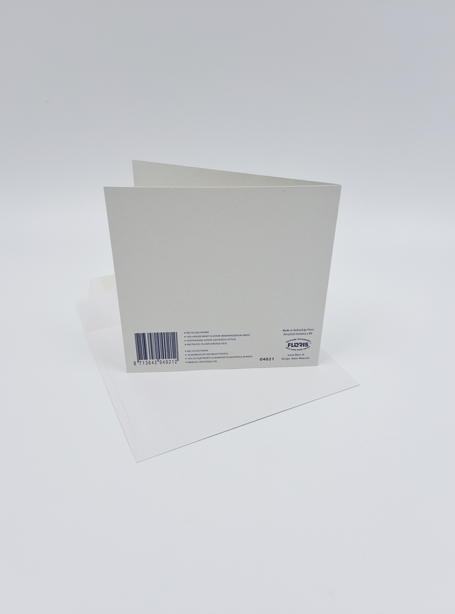 Vierkante wenskaart blauw, "Ik vergeet je niet"