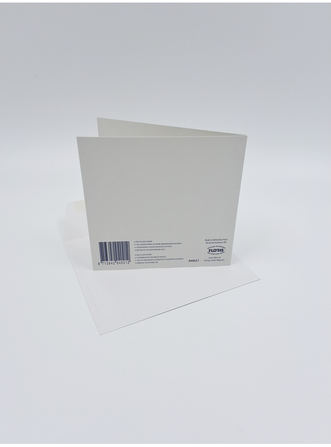 Vierkante wenskaart blauw, "Ik vergeet je niet"