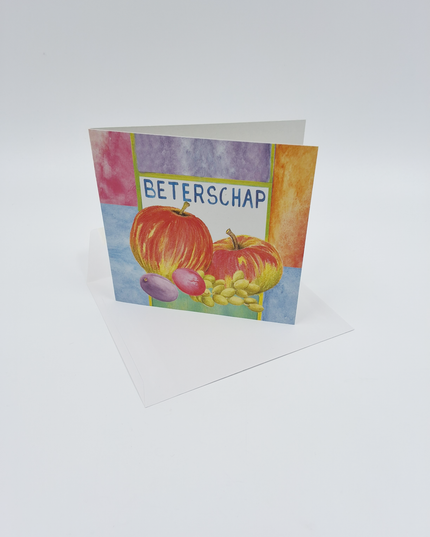 Vierkante wenskaart appels, "Beterschap"