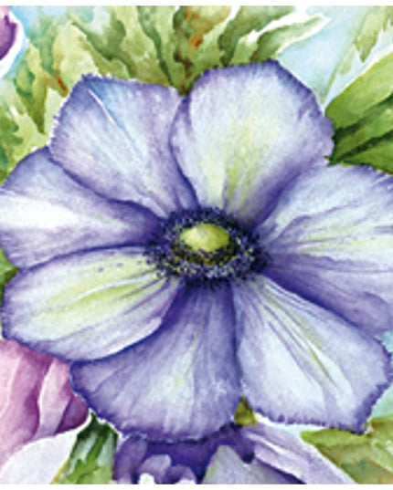 Vierkante wenskaart anemonen blauw