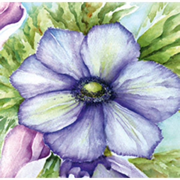 Vierkante wenskaart anemonen blauw