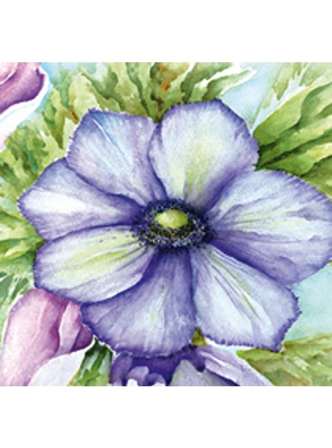 Vierkante wenskaart anemonen blauw