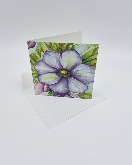 Vierkante wenskaart anemonen blauw