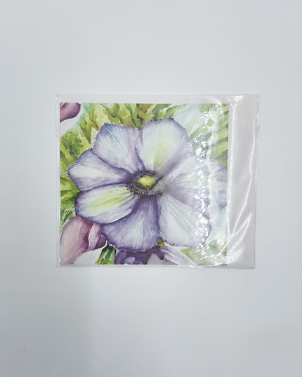 Vierkante wenskaart anemonen blauw