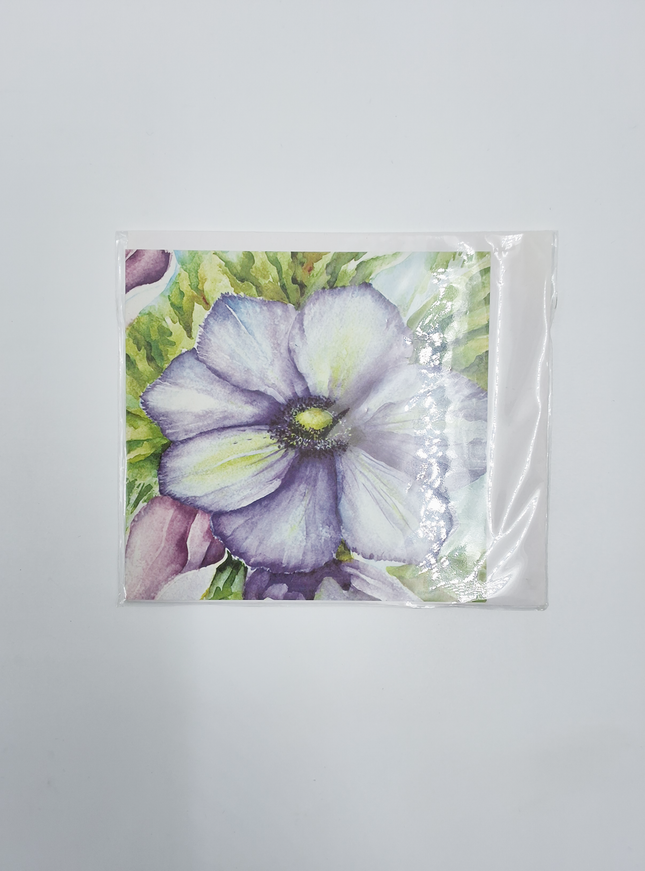 Vierkante wenskaart anemonen blauw