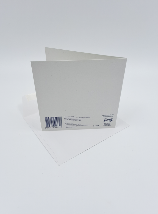 Vierkante wenskaart anemonen blauw/roze