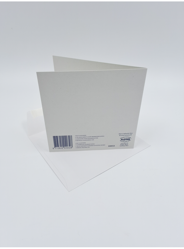 Vierkante wenskaart anemonen blauw/roze