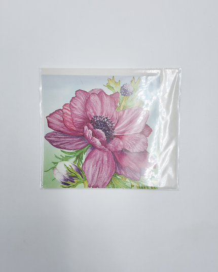 Vierkante wenskaart anemonen paars