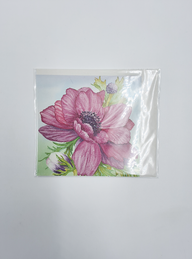 Vierkante wenskaart anemonen paars