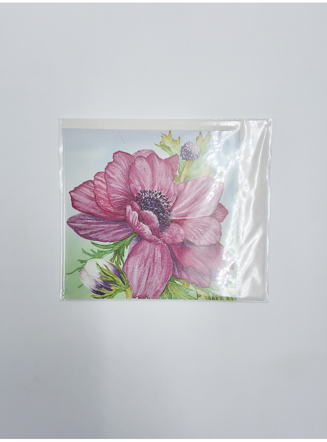 Vierkante wenskaart anemonen paars