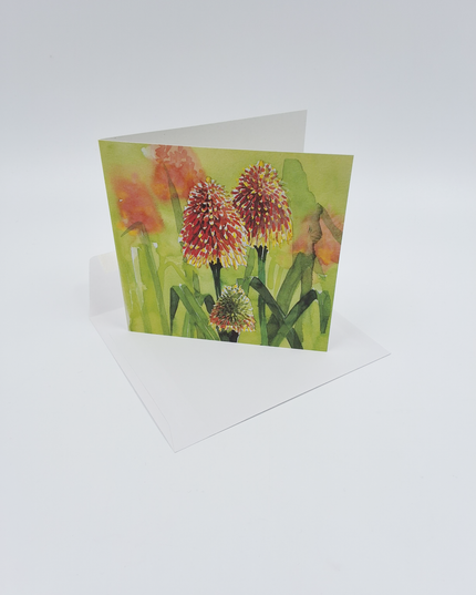 Vierkante wenskaart bloem vuurpijl