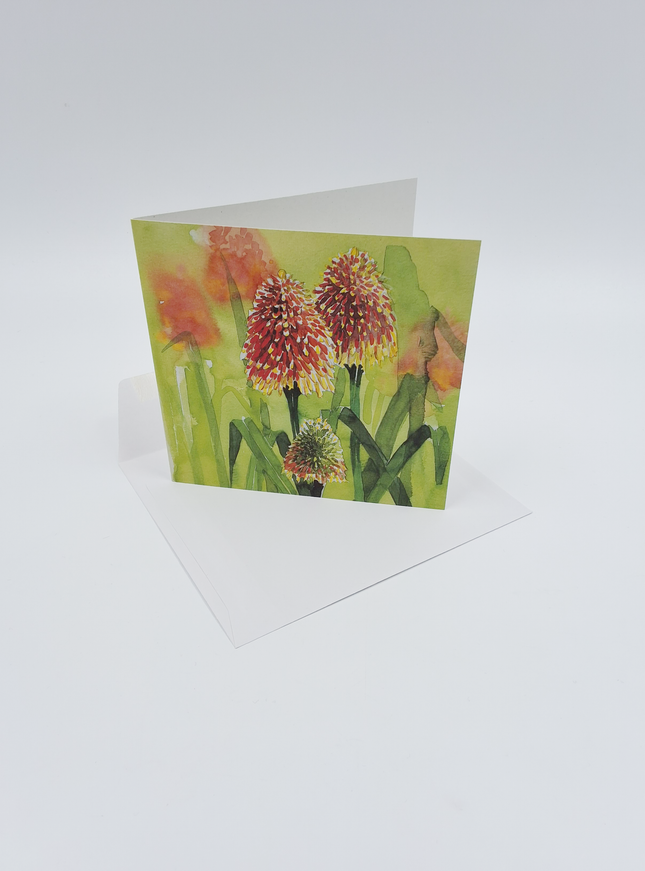 Vierkante wenskaart bloem vuurpijl