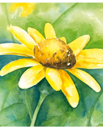 Vierkante wenskaart gele bloem