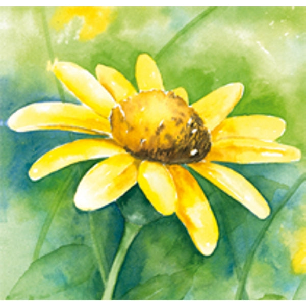 Vierkante wenskaart gele bloem