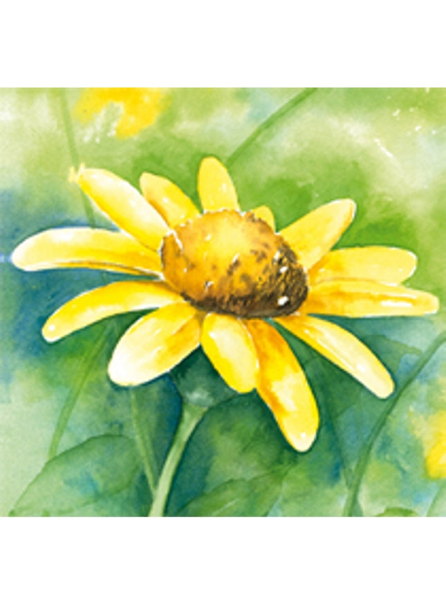 Vierkante wenskaart gele bloem