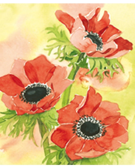 Vierkante wenskaart rode anemonen