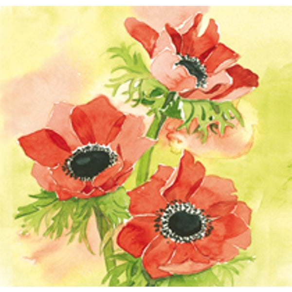 Vierkante wenskaart rode anemonen