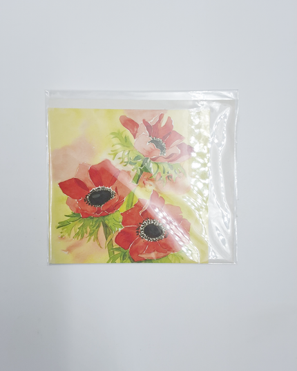 Vierkante wenskaart rode anemonen