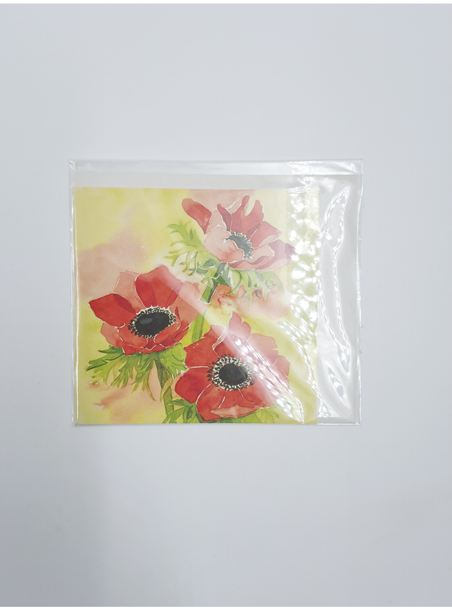 Vierkante wenskaart rode anemonen