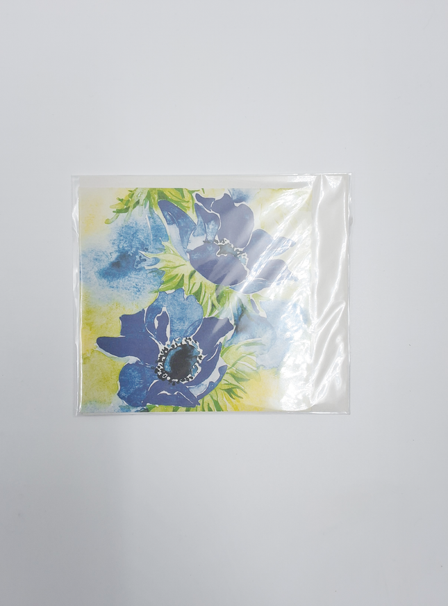 Vierkante wenskaart blauwe anemonen