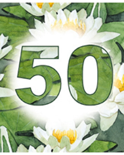 Vierkante wenskaart waterlelie, 50