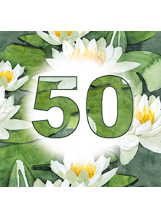 Vierkante wenskaart waterlelie, 50