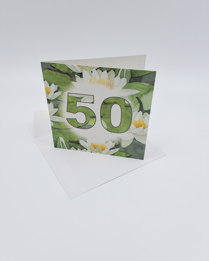 Vierkante wenskaart waterlelie, 50
