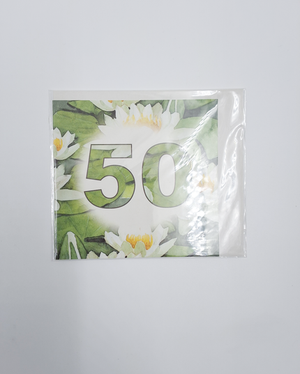 Vierkante wenskaart waterlelie, 50