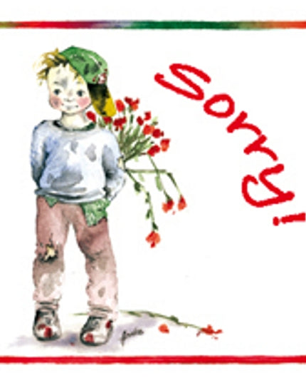 Vierkante wenskaart kind, "Sorry"