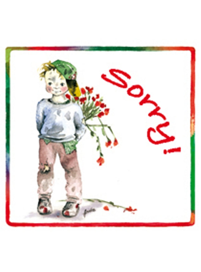 Vierkante wenskaart kind, "Sorry"